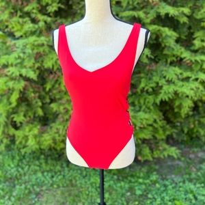 Red one piece swimsuit
